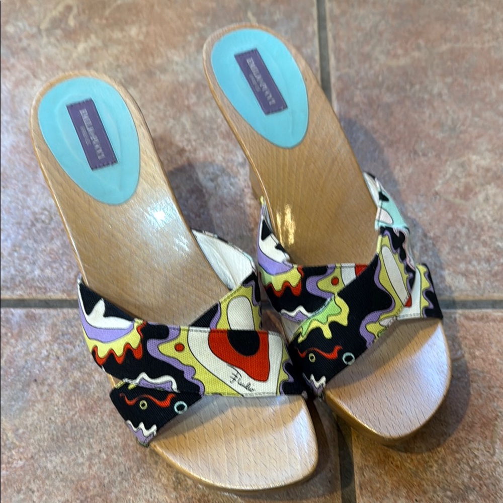 Emilio Pucci Multicolor Abstract Mules